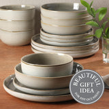 Sunveil 16 Piece (Service for 4) Plates and Bowls Reactive Glaze Round Dishes Stoneware Ceramic Dinnerware Set
