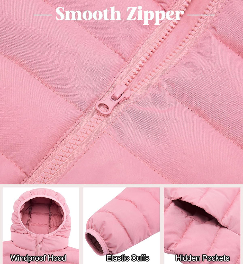 Girls Winter Coat Lightweight Long Hooded Puffer Jacket