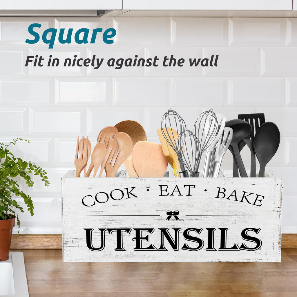 Extra Large Utensil Holder Countertop Counter,White Grain