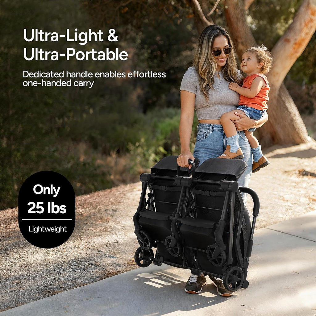 Lithe Double Stroller, Lightweight Side by Side, Infant & Toddler