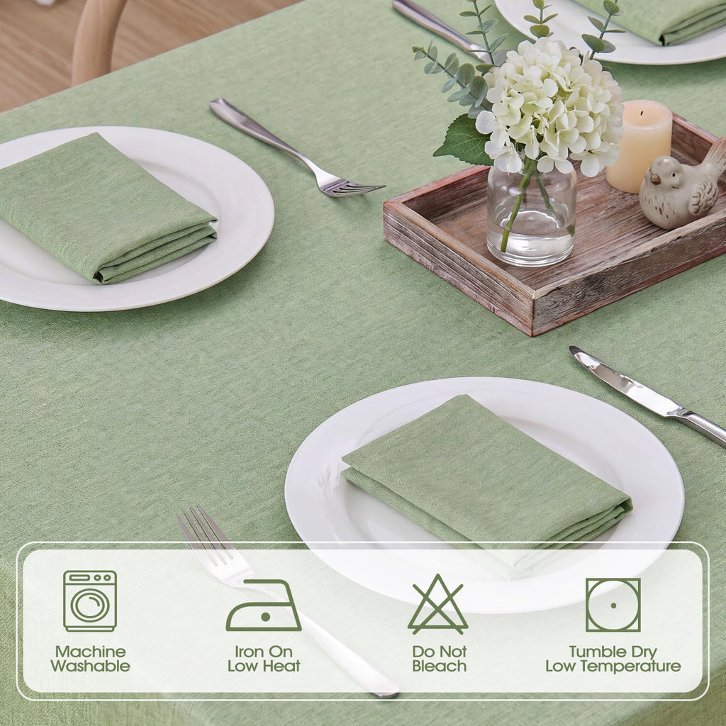 Rectangle Tablecloth Linen Textured Waterproof & Stain Resistant Table Cloth Wrinkle Free Decorative Fabric Farmhouse