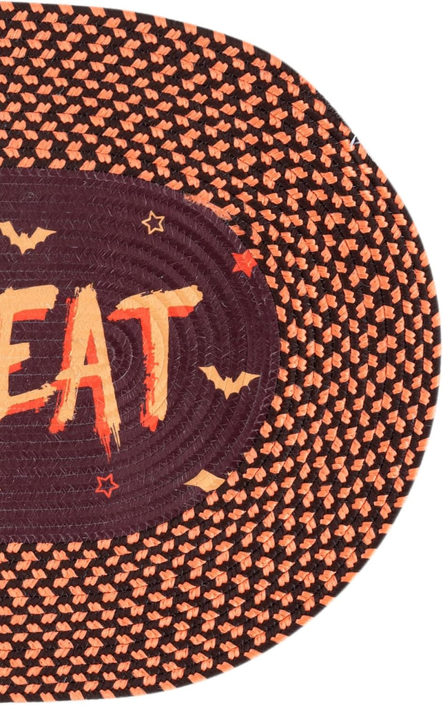 Washable Rug Braided Halloween Poster Collection - 1'8" x 4' Oval, Brown & Rust, Handmade, Ideal for Front Door