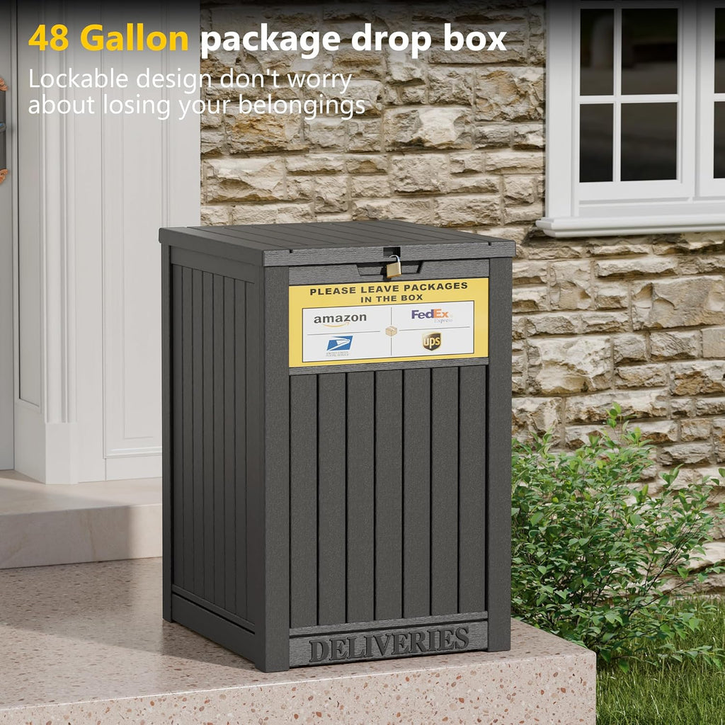 Package Delivery Box with Sign, 48 Gallon Storage with Lockable Secure