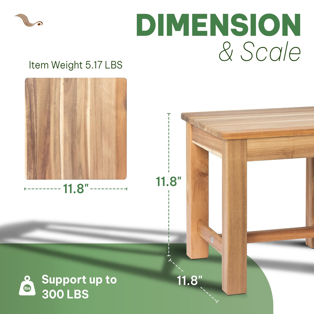 12" Wooden Step Stool, Small Wood Stool - White Oak