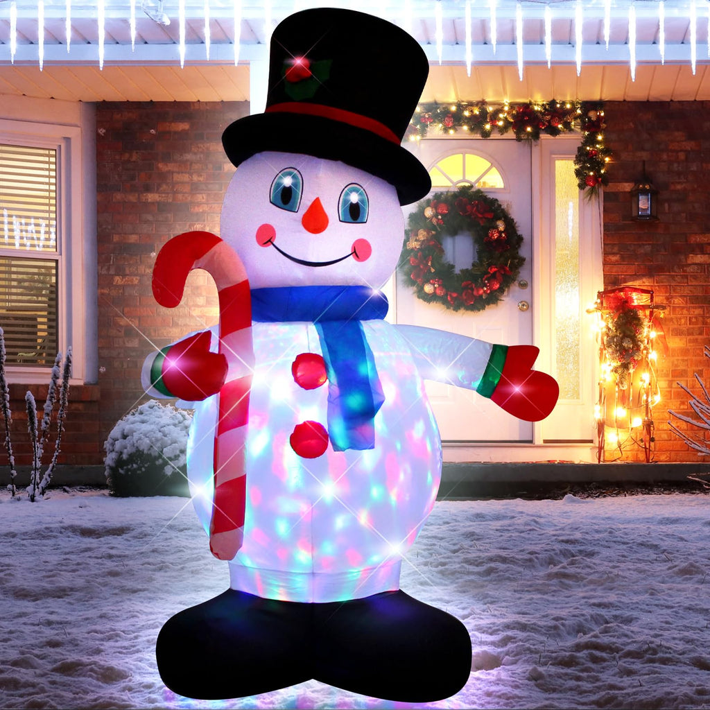 5Ft Christmas Inflatable White Snowman with LED Lights Decoration