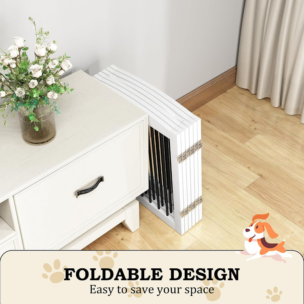 Freestanding Pet Gates with Walk Through Door, Dog Indoor Fence, Dog Gate for The House, Stairs, Extra Wide Pet Gate
