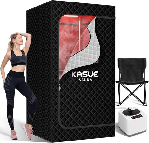 KASUE Portable Infrared Sauna, Steam Sauna with XL Steamer, 5-Layer Waterproof & Heat Insulation for Relaxation