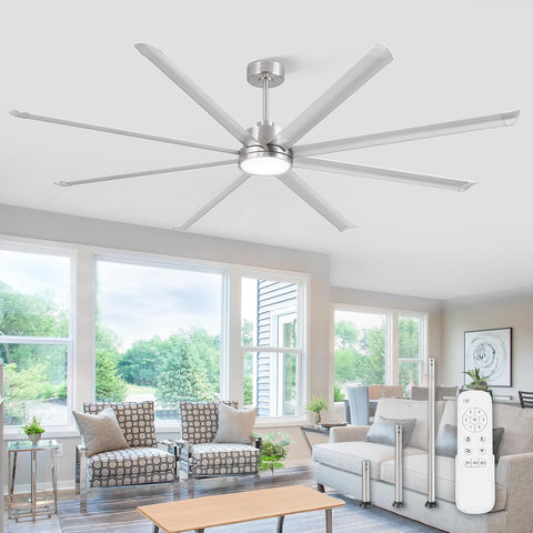 96" Ceiling Fan with LED Light and Remote - Nickel