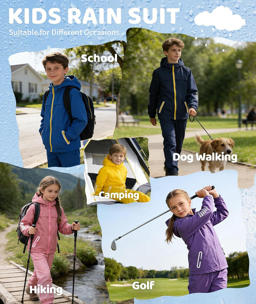 Boys Rain Jacket & Pants Kids Rain Suit