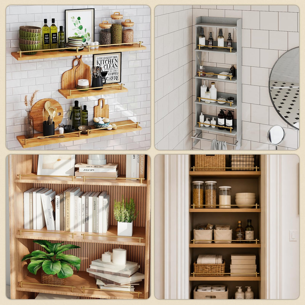 Gold Gallery Rail for Shelves, 15 Inch, 2 Pack