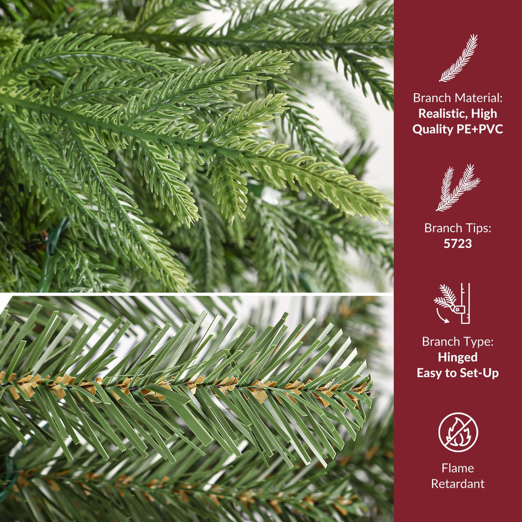 7.5ft Prelit Artificial Norfolk Pine Christmas Tree Color Lights