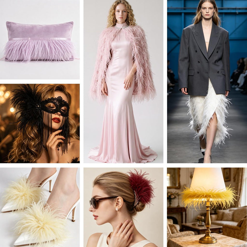Peach Red Ostrich Feathers Trim Sewing Fringe 2Yard 4-6inch for DIY Dress Sewing Craft Clothing Latin Wedding Dress