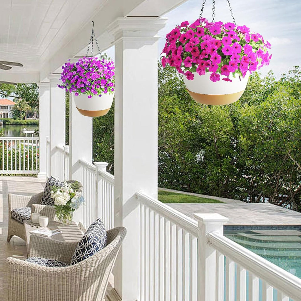 2 Pack Hanging Planters Set, 10 Inch Indoor Outdoor Hanging Plant Pot Basket, Hanging Flower Pot with Drainage Hole