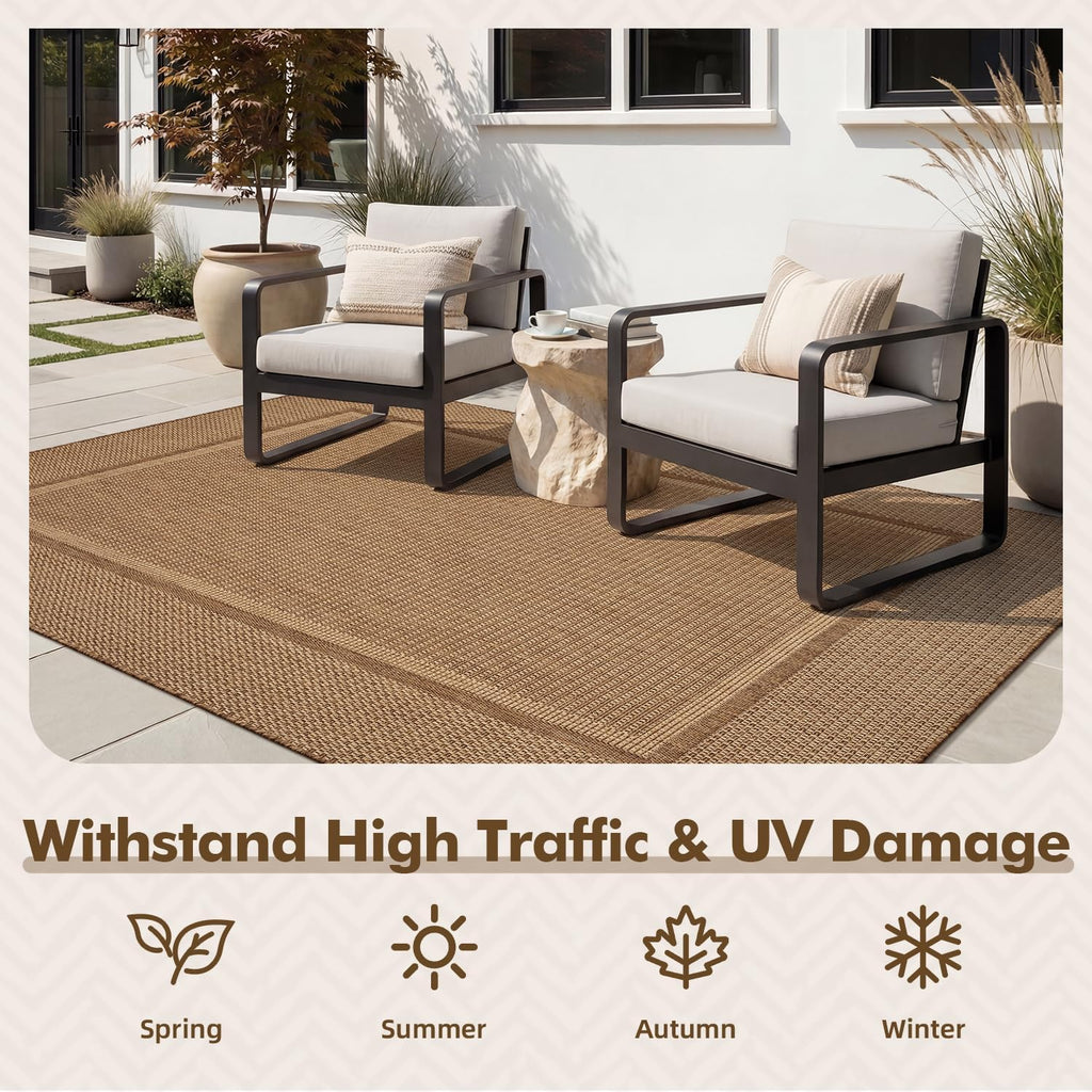 Outdoor Rug-Patio Rug Polypropylene Indoor Outdoor Rugs Outdoor Carpet Deck Balcony Porch, Textured Weave