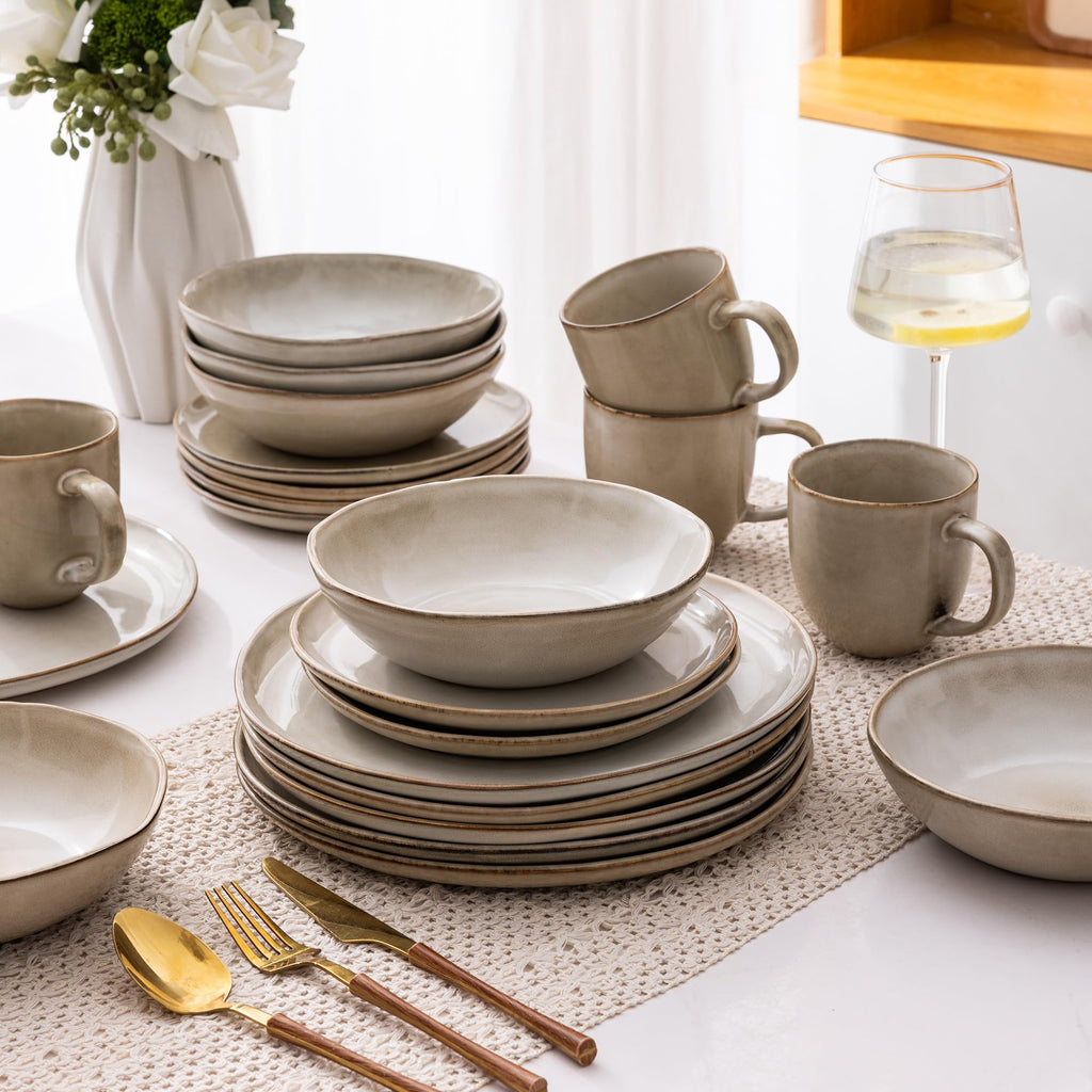 Ceramic Dinnerware Sets for 4, 12Pcs Plates and Bowls Sets Dishes