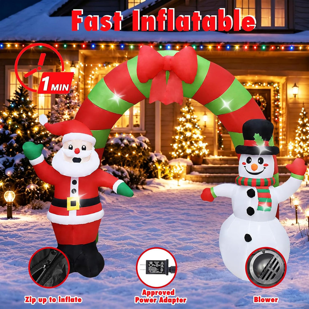10 FT Christmas Inflatables Archway Outdoor Decorations Santa Snowman Arch