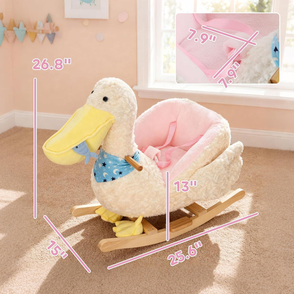 Pelican Kids Rocking Horse Realistic Duck Sound 18-36 Months White