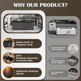 51 Inch Outdoor Fire Pit Table, 50,000BTU Rectangle Propane Fire Pit with Sliding Tank Holder, Glass Wind Guard, Removable Lid, CSA Certified, Gray - Image 5