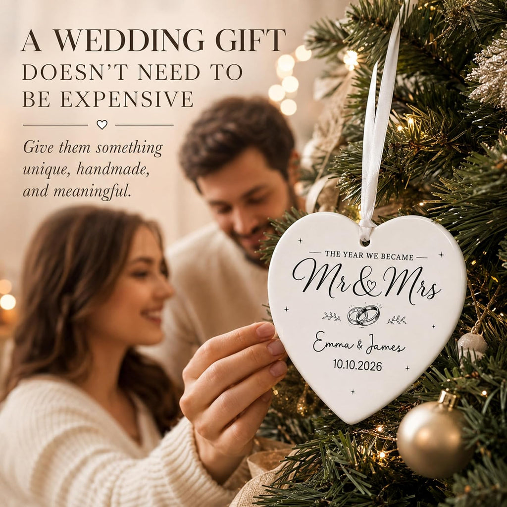 First Christmas Married Ornament 2026, Personalized Mr and Mrs Wedding Gift