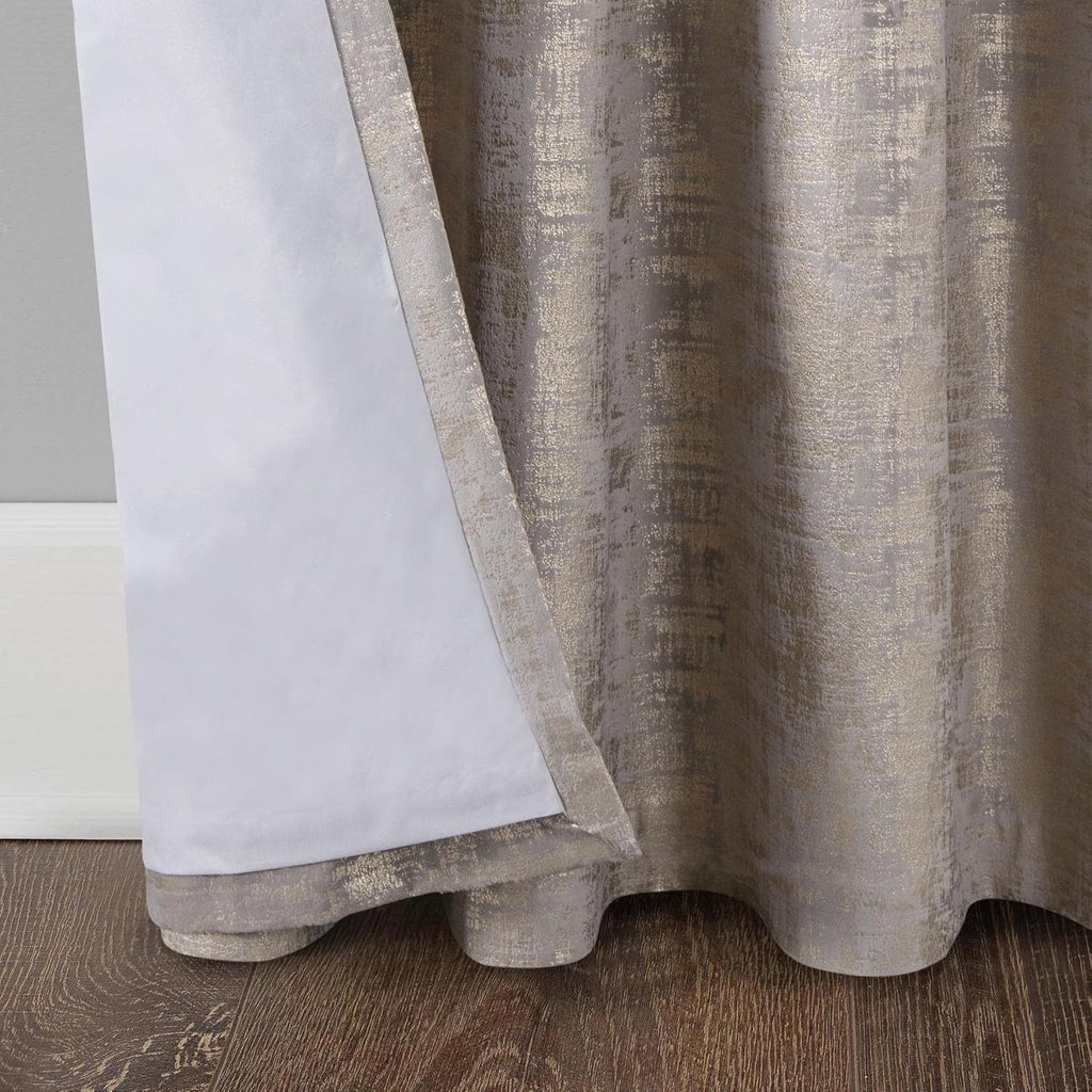 100% Blackout Soft Velvet Curtains for Bedroom Living Room Thermal Energy Saving 84 Inches Long Luxury Gold Foil