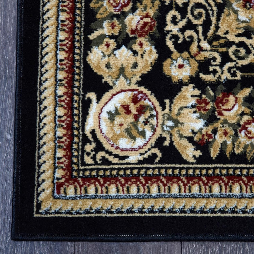 Dynamix Optimum Athens Area Rug, Updated Oriental Medallion, Black/Beige