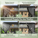 10'x12' Louvered Pergola, Outdoor Pergola with 2 Independent - Image 8