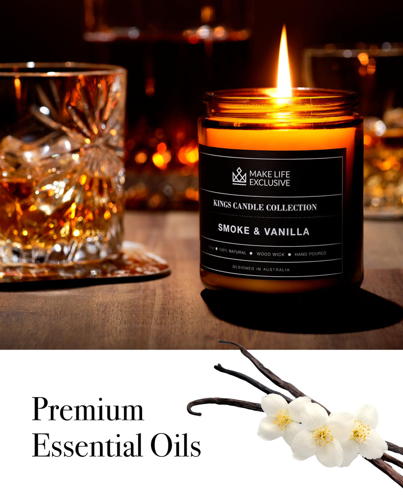 Scented Candles for Men - Smoke & Vanilla Scent