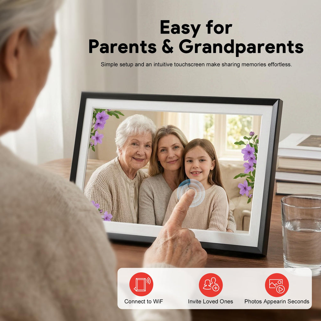 Digital Picture Frame, Frameo 15.6" WiFi Digital Photo Frame Large Display