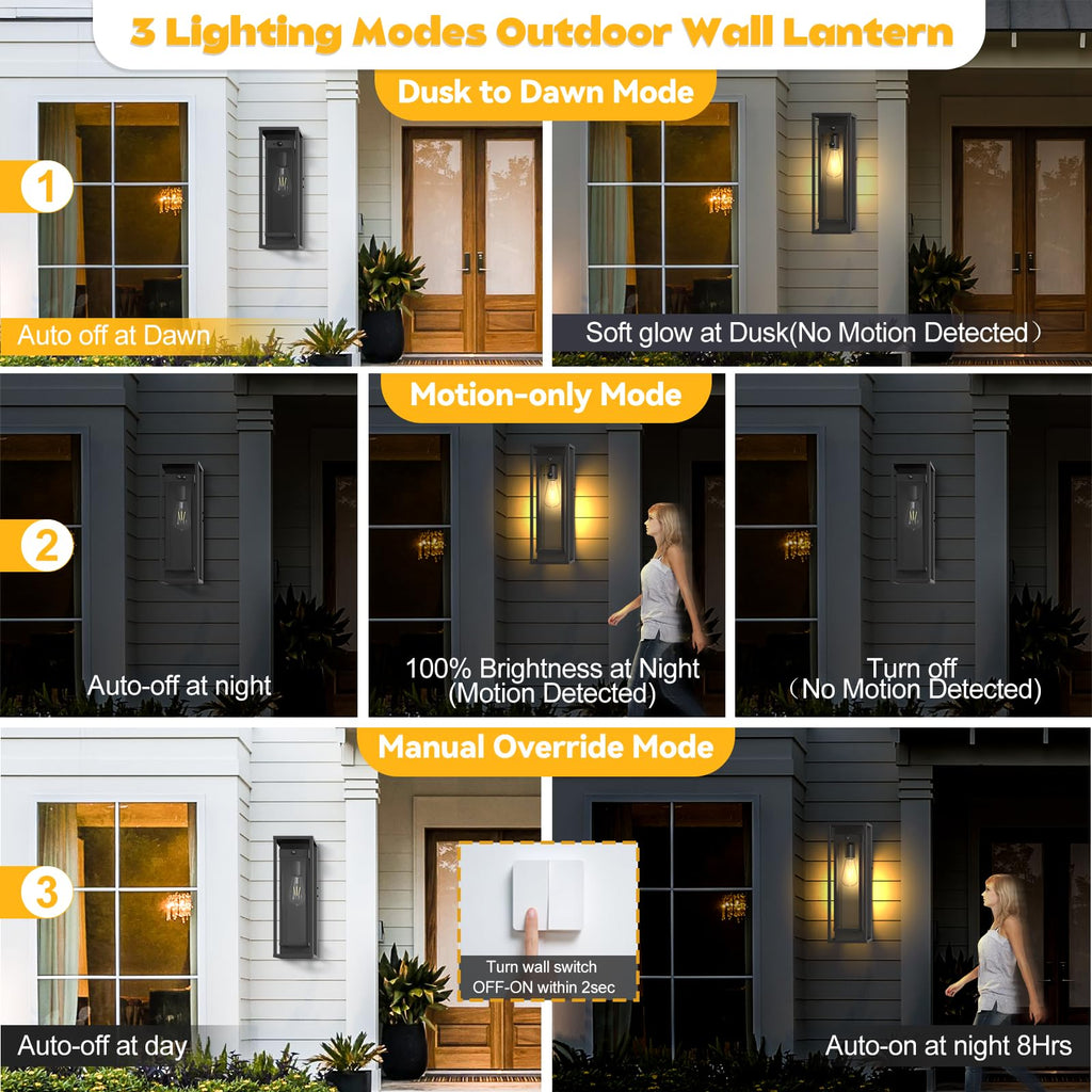 20in Outdoor Wall Light Motion Sensor Sconce Exterior Lighting Fixtures