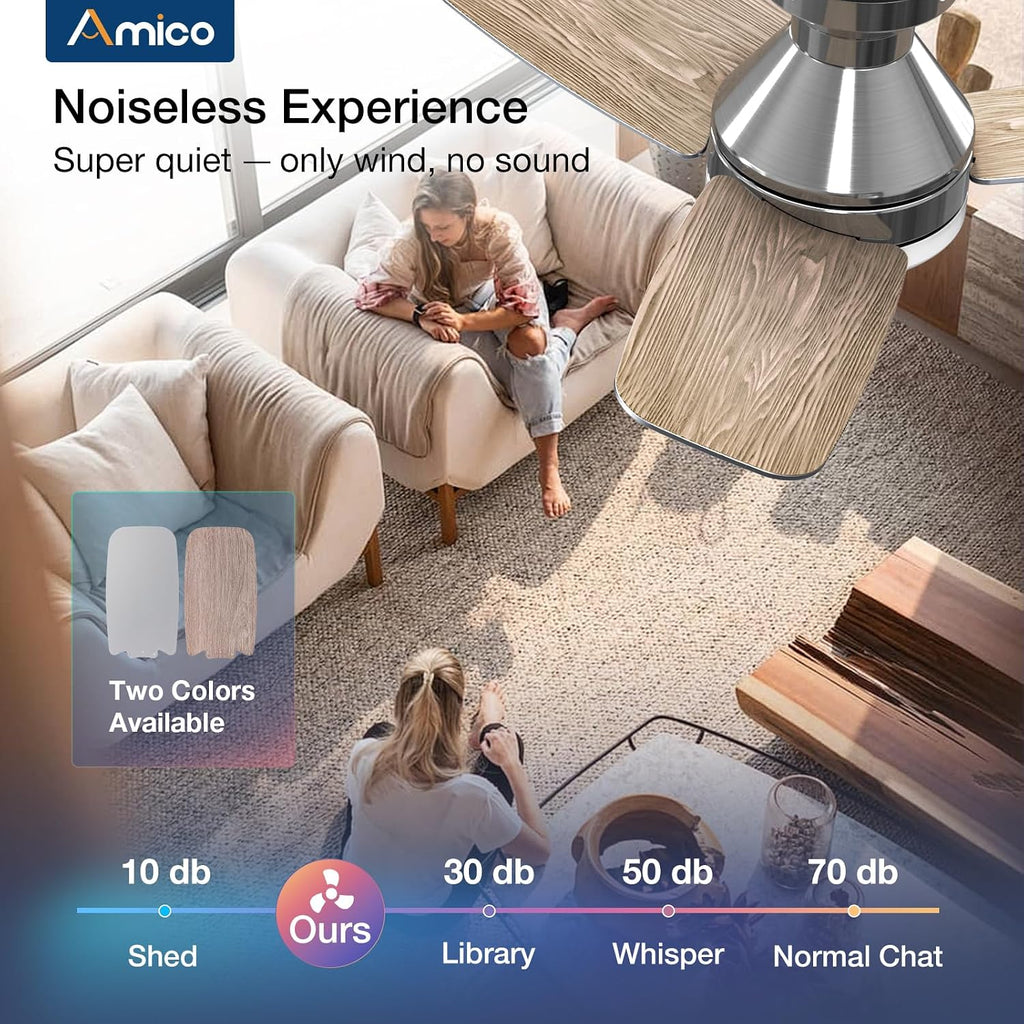 Ceiling Fans with Lights, 30 inch Low Profile Ceiling Fan with Light and Remote Control, Flush Mount, Reversible, 3CCT, Dimmable, Noiseless, Nickel Ceiling Fan for Bedroom, Indoor/Outdoor Use A102-B0C61KVQC4