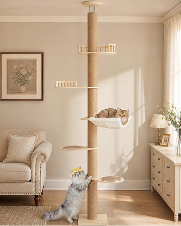 9.8ft Floor to Ceiling Cat Tree for Large Cats, 5-Tier Cat Tower