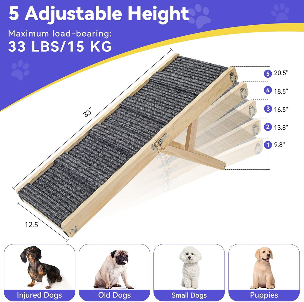 2026 Upgraded Small Dog Ramp for Couch Foldable, 5 Ajustable Height
