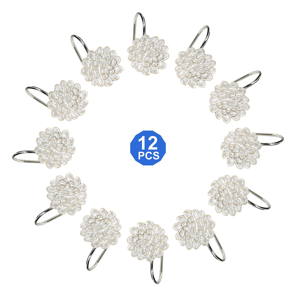 Rose Vine Shower Hooks Set - Curtain Rings with Unique Design - 12 Resin Hooks for Customizing Your Shower Space