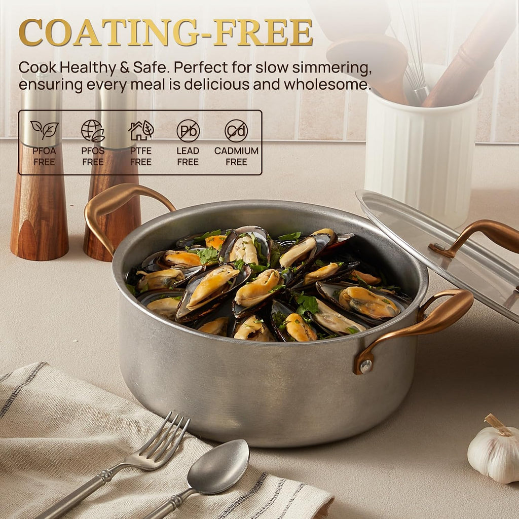 Pots and Pans Set 8 Pcs, Vintage Stainless Steel Cookware Set | Non-Toxic, PFOA/PFOS/PTFE Free, Kitchen Cooking Set