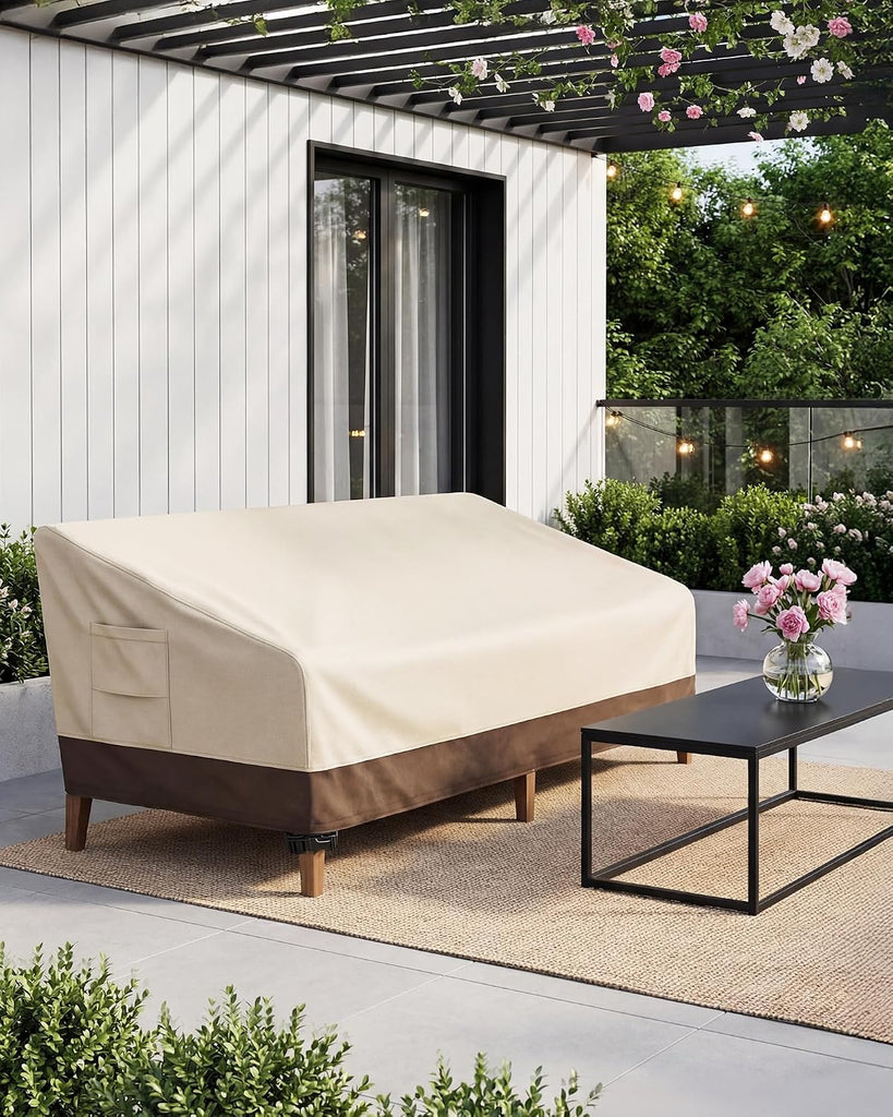 Patio Sofa Cover 3-Seater & Outdoor Couch Cover Waterproof | Heavy Duty 600D Oxford Patio Outdoor Furniture Covers