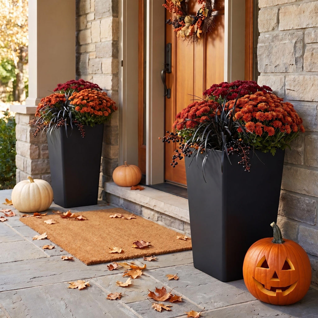 20" Tall Planters Set of 2, Black Tall Plant Pots for Indoor Outdoor
