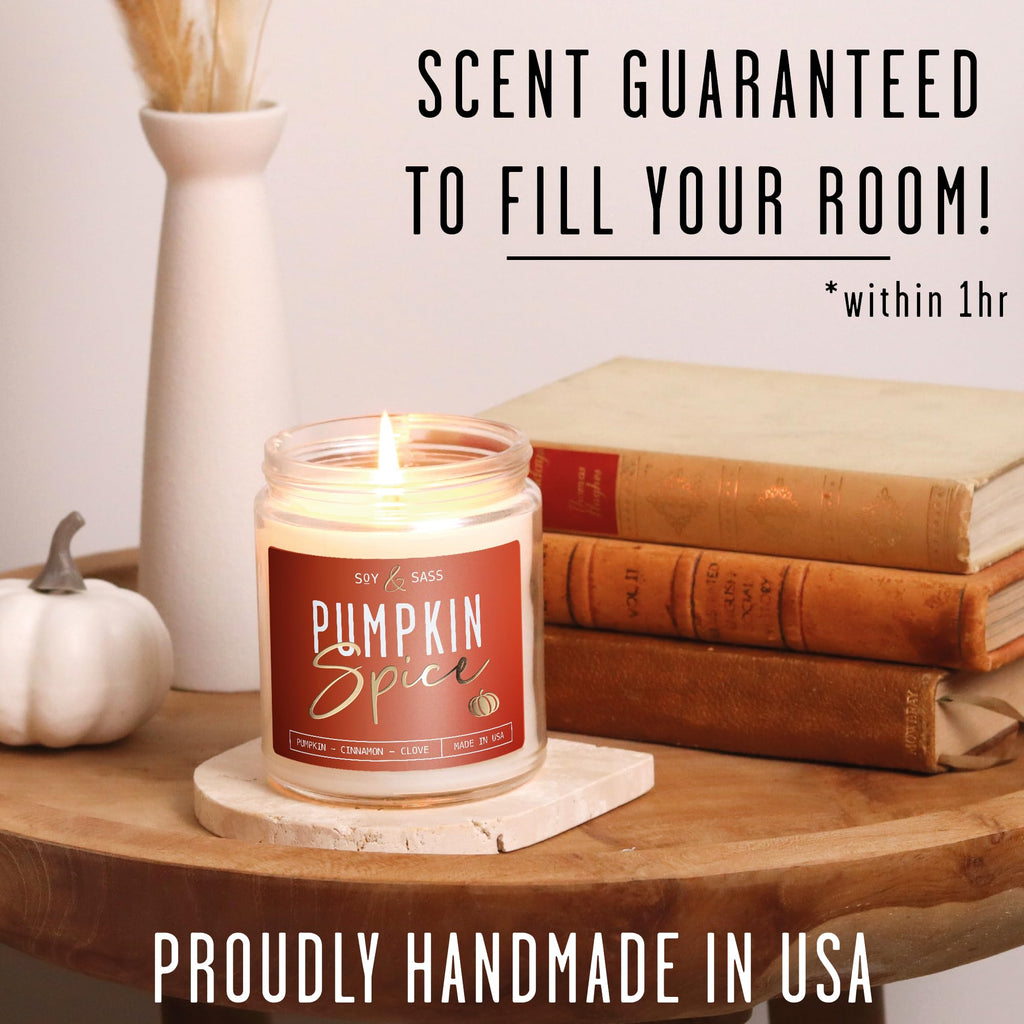 Pumpkin Spice Candle, Fall Candles - 'Pumpkin Spice' Pumpkin Candle I Infused w/Essential Oils I Autumn Scented Soy