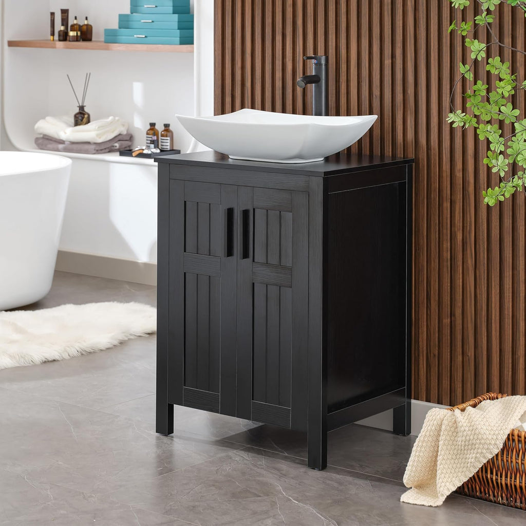 UEV Black 24" Bathroom Vanity with Sink Combo,Modern Freestanding Sink Cabinet,Stylish Bathroom Vanity Cabinet,Grooved