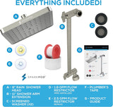 Square Rain Shower Head with Extension Arm - Height Adjustable Shower Head with High Pressure Performance