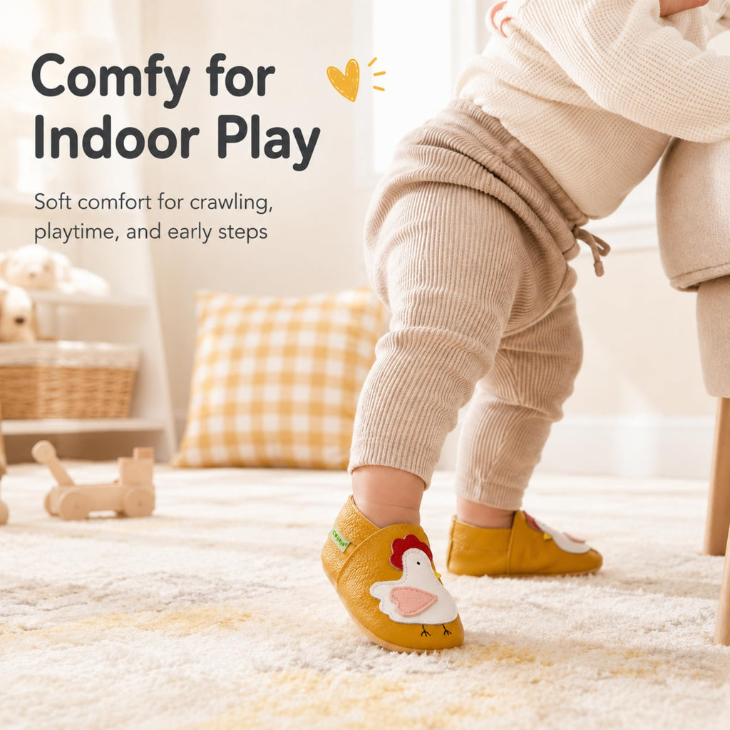Baby Leather Moccasins,Ochre-Chick