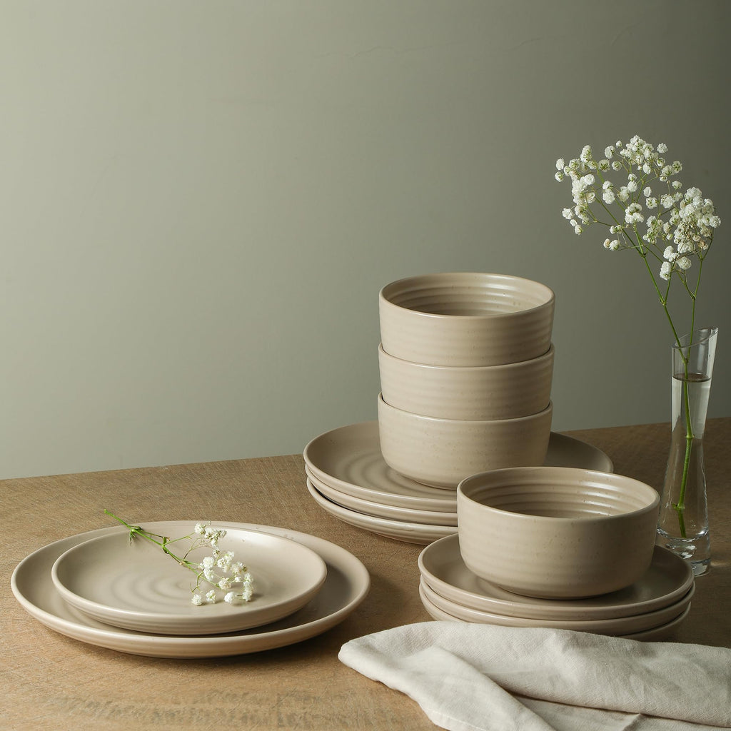 Ion 12-Piece Dinnerware Set Stoneware, Beige