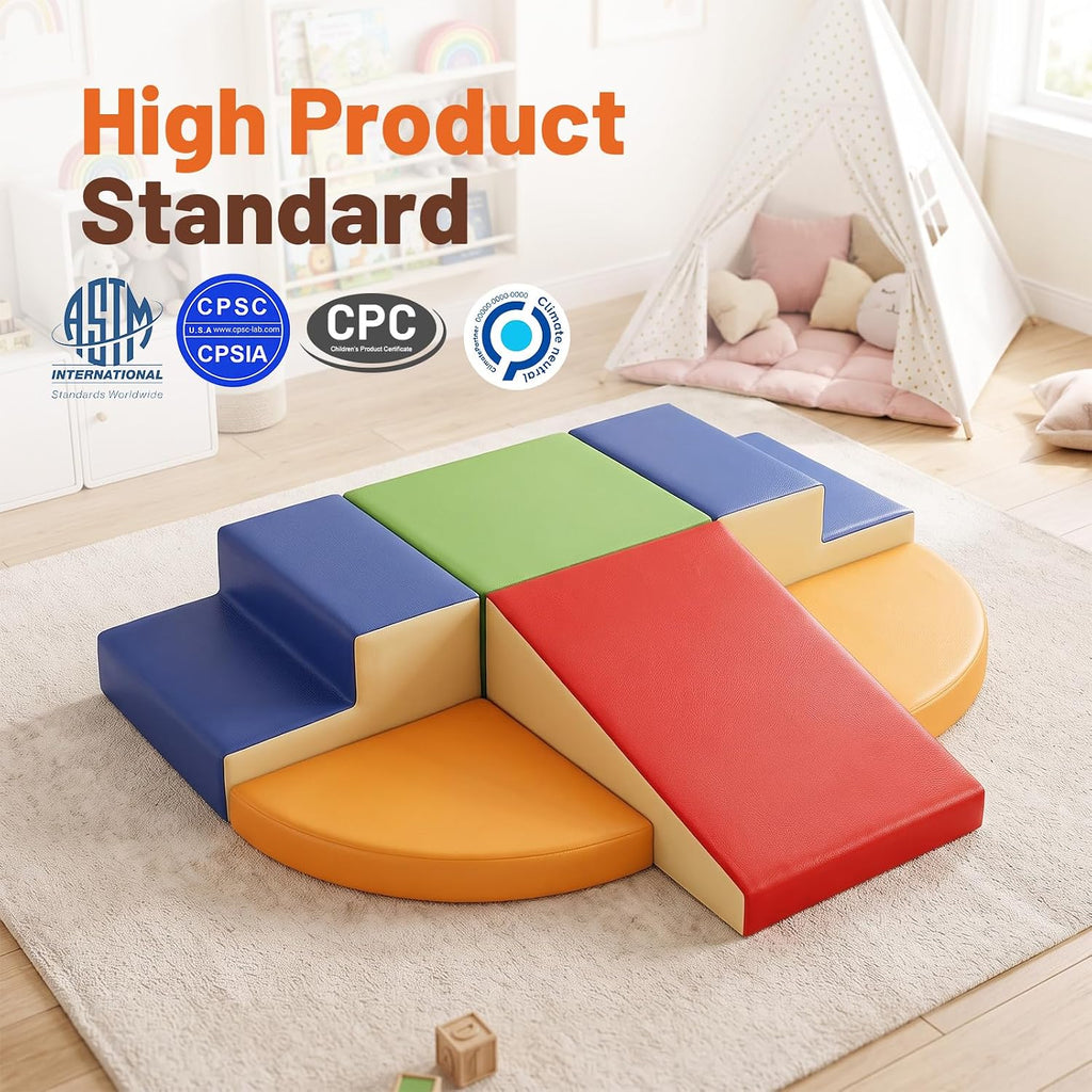 Piece Soft PU Leather Toddlers Climbing Toys, Baby Foam Climbing Blocks for Toddlers, Foam Play Gym Climber