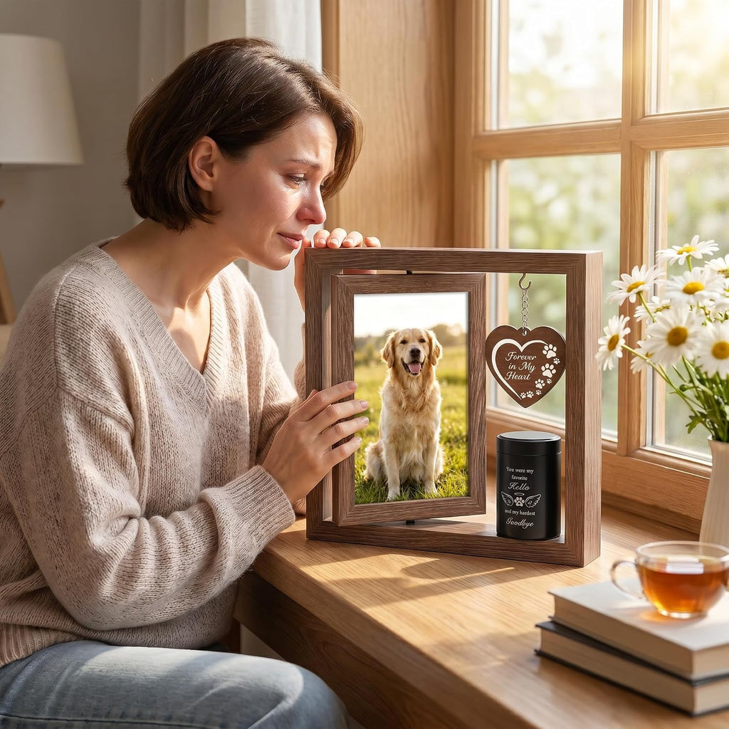 Memorial Gifts for Loss of Pet - Memorial Picture Frame and Small Urn Set