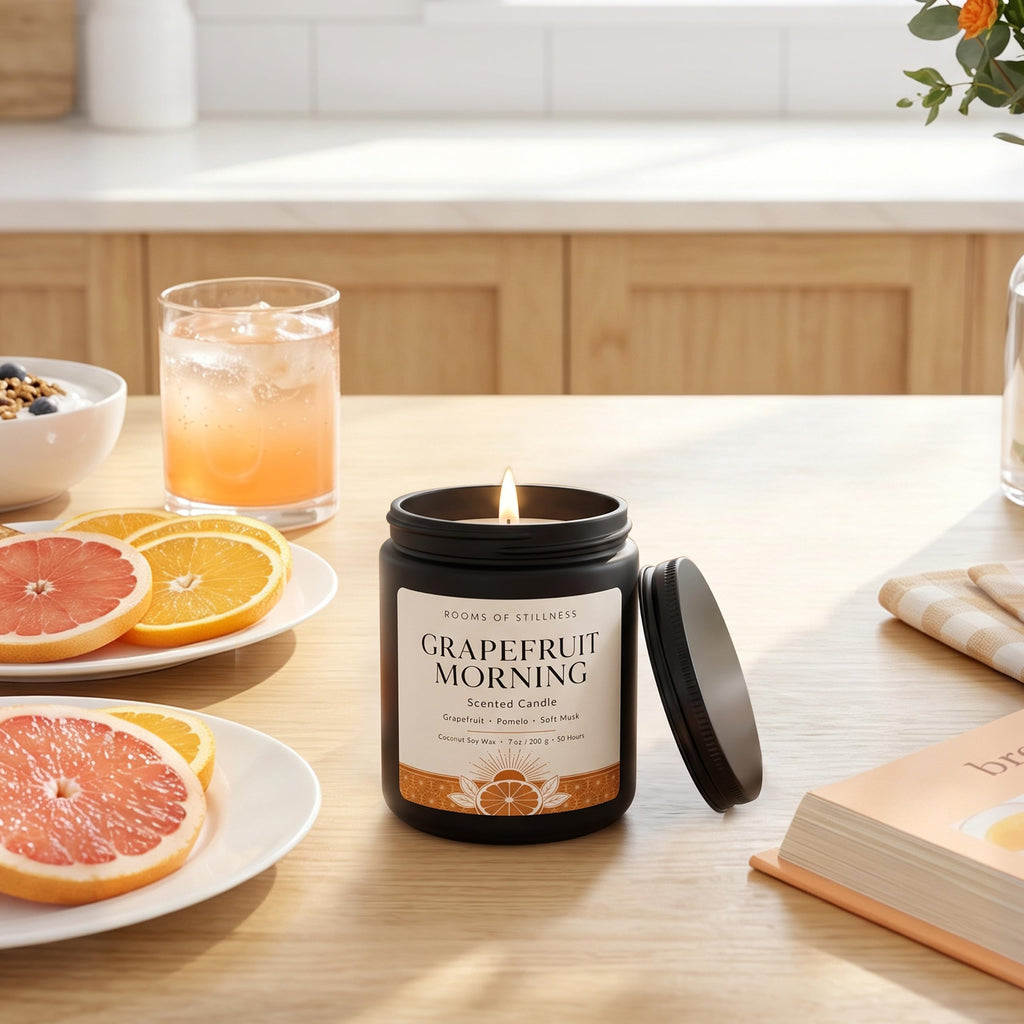 7OZ Grapefruit Scented Candle, Strong Room-Filling Aroma, Luxury Coconut Soy Wax Blend Jar Candles, 50H+ Long