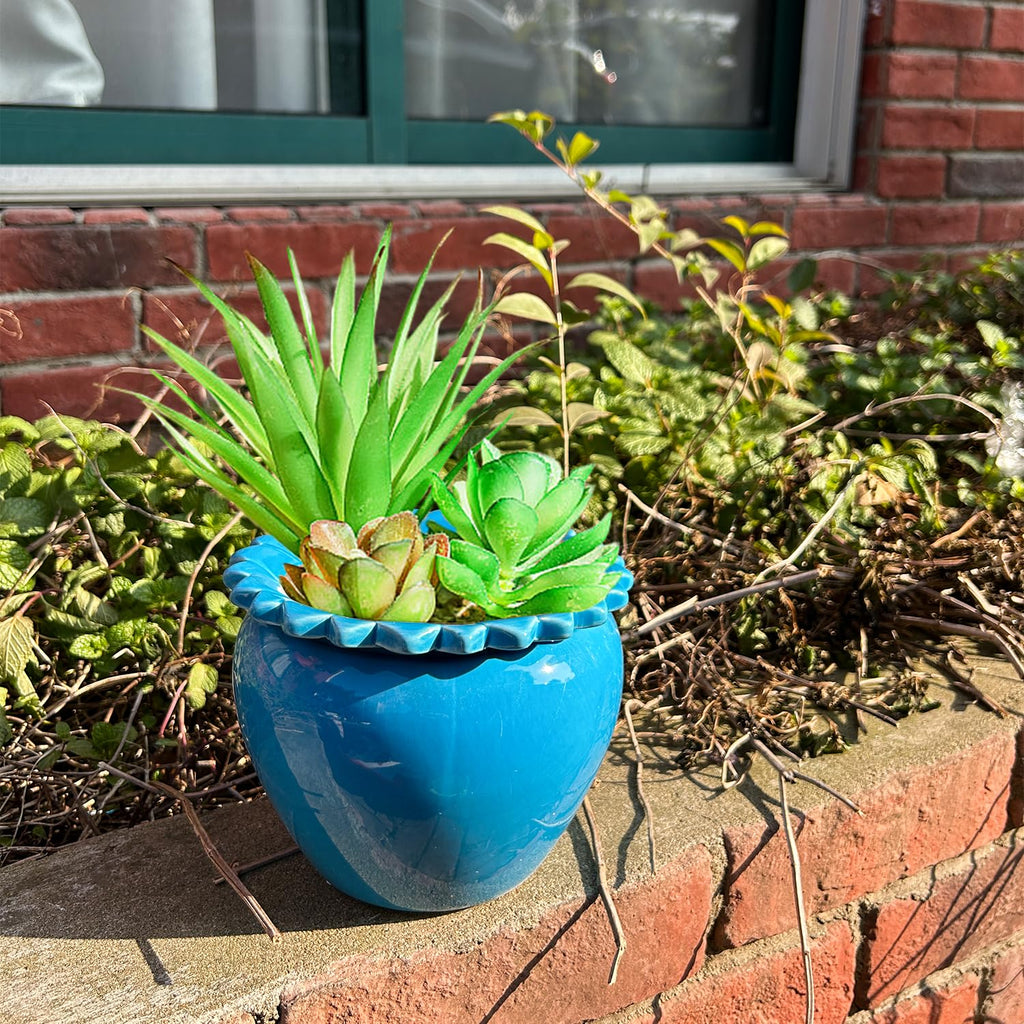 2pcs African Violet Pots, 6.5 Inch Blue Ceramic Easy Plant Self Watering Pot Ceramic Pot High Absorption Orchid