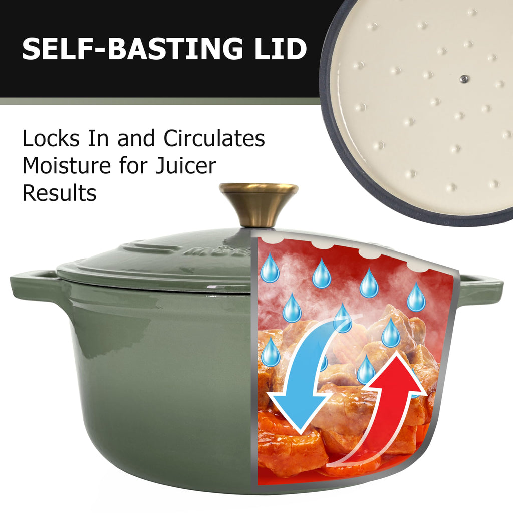 6 Quart Enameled Cast Iron Dutch Oven, Heavy-Duty
