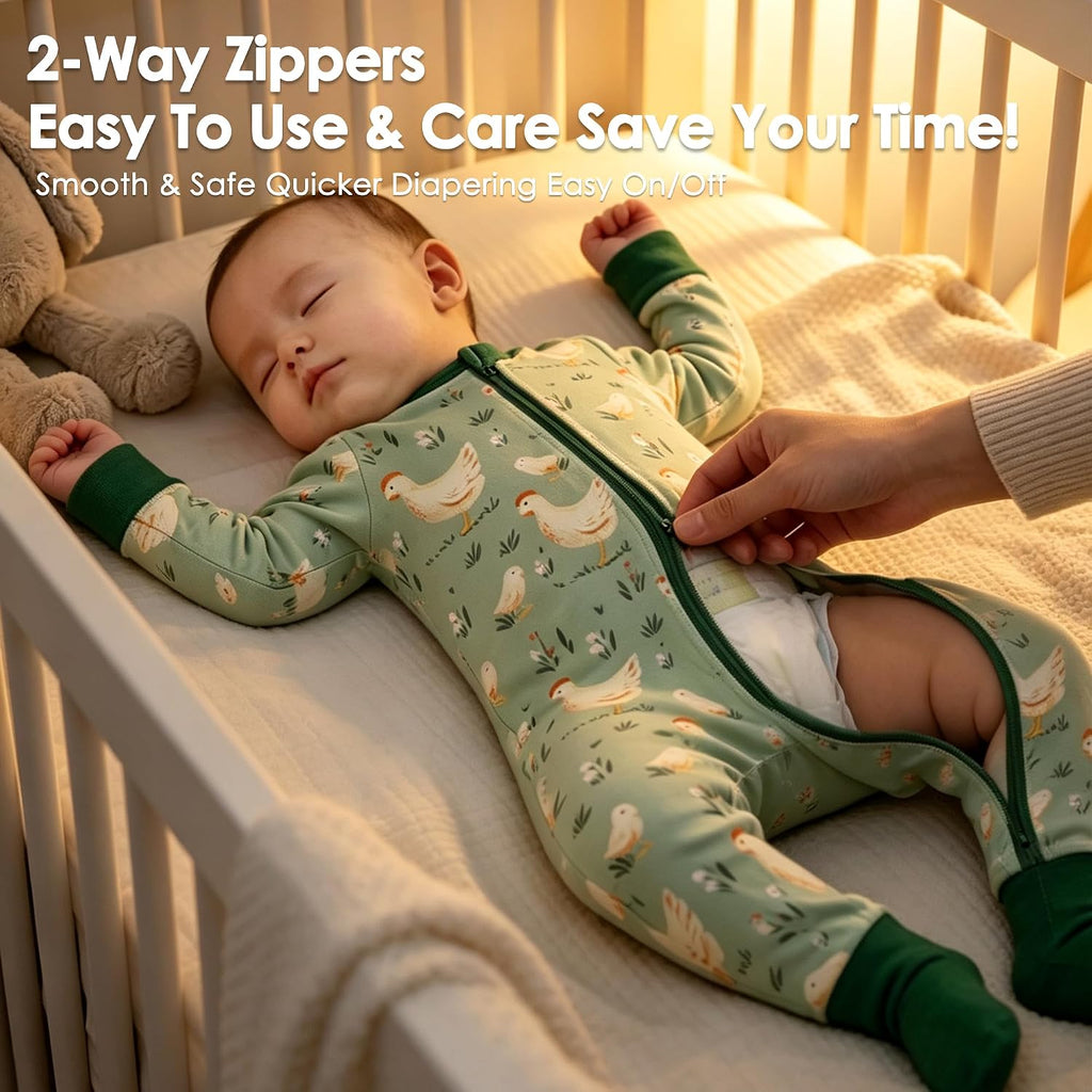 Bamboo Sleepers for Baby Footie Pajama, Way Zipper Onesie