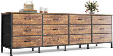 70 Inch Dresser , TV Stand for 65, 75, 80 Inch TV, 12 Fabric Drawer Long Dresser, Large Entertainment Center , Wide