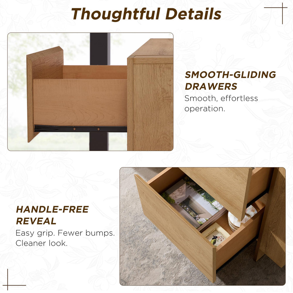 24" Modern 2 Drawer Dresser with Charging Station