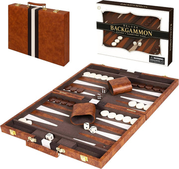 Premium Backgammon 18" Large Brown - Backgammon Sets for Adults and Kids